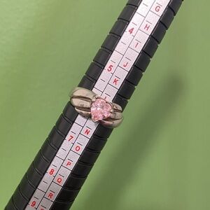 Silver Heart Ring with Pink Stone